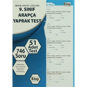 İmam-Hatip Liseleri 9. Sınıf Arapça Yaprak Test