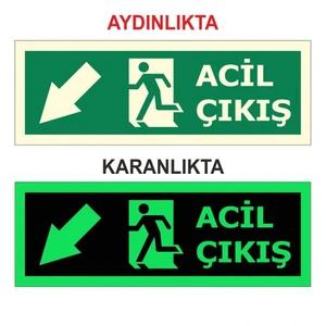 "Fotolümen Levha Acil Çıkış Sol Aşağı" 15x30Cm
