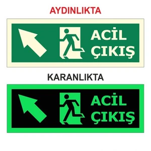 "Fotolümen Levha Acil Çıkış Sol Yukarı" 15x30Cm