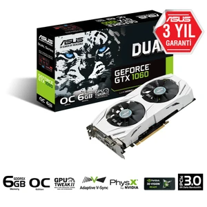 DUAL Nvidia GeForce GTX 1060 6GB OC 192Bit GDDR5 (DX12) PCI-E 3.0 Ekran Kartı DUAL-GTX1060-O6G