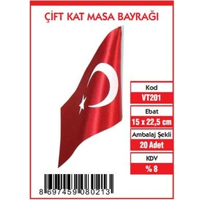 Vatan 15X22,5 Çift Kat Masa Bayrağı Vt201