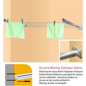 Balkon Çamaşır Kurutma Askısı - Pks 03 Duvara Monte