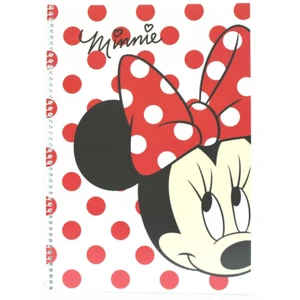 Minnie Mouse A6 Sert Kapaklı Spiralli Çizgili Defter -  80 sayfa