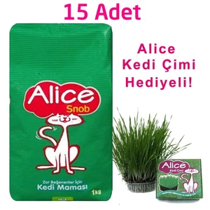 Snob Kedi Maması 15x1 Kg ve Kedi Çimi