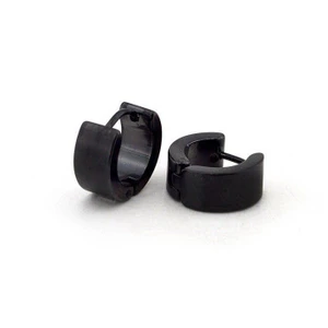 6Mm Kalınlık Siyah Halka Çelik Erkek Küpe E385