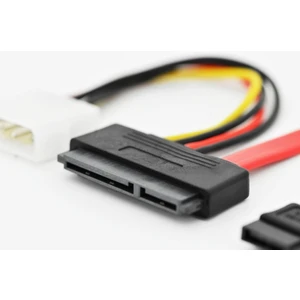 Sata Bağlantı Kablosu, Sata 22 Pin Erkek Konnektör <-> Sata 7 Pin, L Erkek Konnektör + Güç 4 Pin Erkek Konnektör, Zırhsız, Awg 26, 0.5 Metre