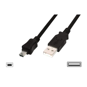 Usb 2.0 Bağlantı Kablosu, Usb A Erkek - Usb Mini B (5 Pin) Erkek, 3 Metre, Awg 28, Usb 2.0 Uyumlu, Ul, Siyah Renk