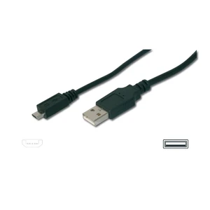 Usb 2.0 Bağlantı Kablosu, Usb A Erkek - Micro Usb B Erkek, 1.80 Metre, Awg 28, Ul, Siyah Renk