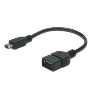 Usb On-The-Go (Otg) Kablosu, 0,20 Metre, Awg 28, Usb A, Dişi - Mini Usb B, 5-Pin, Erkek