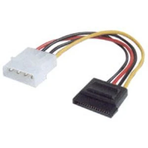 Dahili Güç Kaynağı Kablosu,  Ide (4-Pin Molex) Erkek <=> Sata 15-Pin Dişi, 0.15 Metre