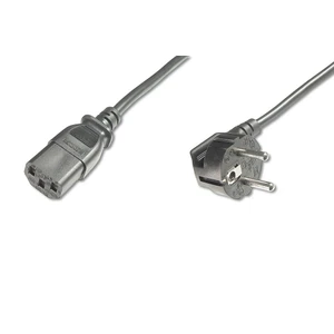 Güç Kablosu, Schuko 90 Derece Açılı Erkek - C13 Dişi, 5 Metre, H05Vv-F3G 1.0Qmm, Siyah Renk