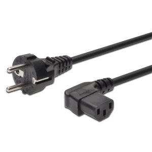 Güç Kablosu, Schuko Erkek - C13 Dişi, 90 Derece Açılı, 1,8 Metre, H05Vv-F3G 0.75Qmm, Siyah Renk