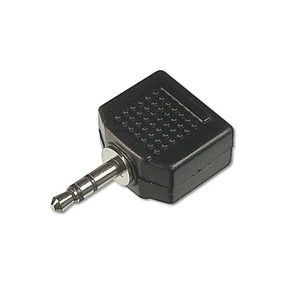 Stereo Ses Adaptörü, 1 X 3.5Mm Erkek Yuva - 2 X 3.5Mm Dişi Yuva, Plastik, Siyah Renk