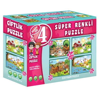 Diytoy Çiftlik Süper Renkli Puzzle (4 Adet