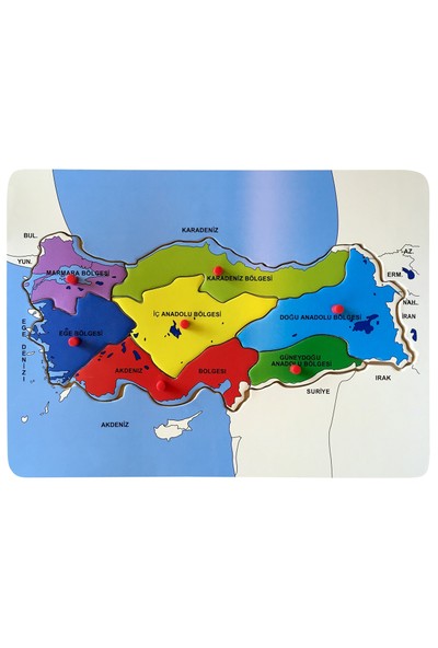 Bu-Bu Ahşap Puzzle Türkiye Haritası Bölgeler 30X21,5Cm BUBU-AP0049