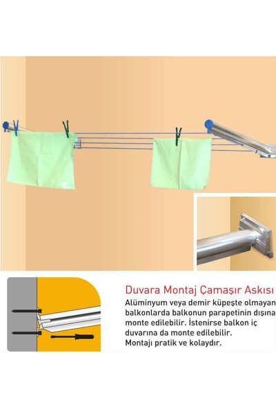Pakas Balkon Çamaşır Kurutma Askısı - Pks 03 Duvara Monte