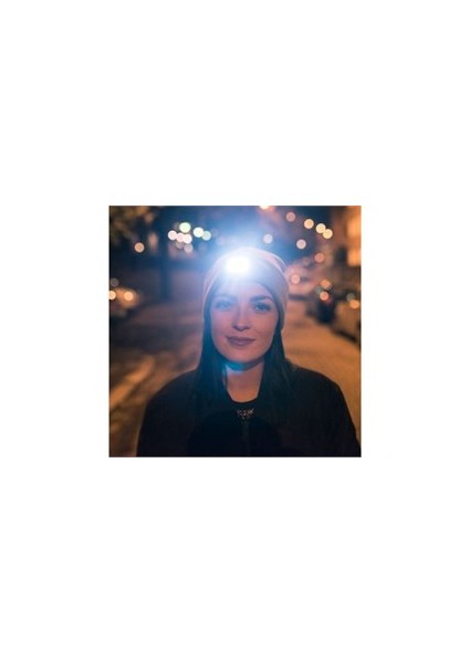 X-Cap-Usb Şarjlı Led Lambalı Işıklı Örme Bere-Siyah