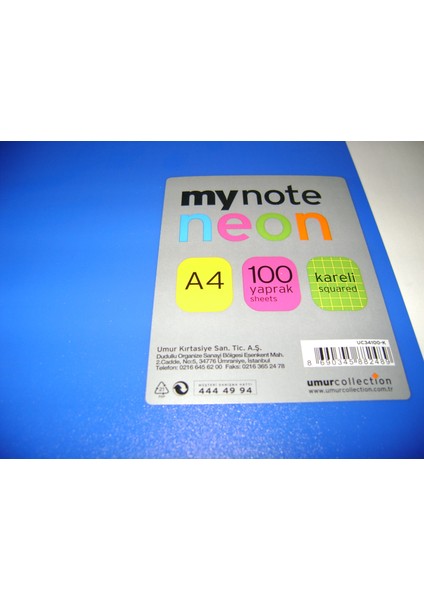 My Note Neon A4 100Yp Kareli Pp Kapak