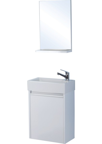 Ece Banyo Slim 45 Cm +Beyaz Alt Dolap+Ayna+Lavabo