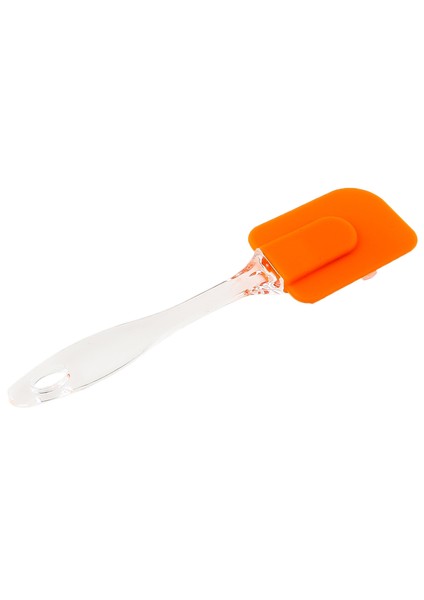 Küçük Şeffaf Saplı Silikon Mini Spatula Oranj