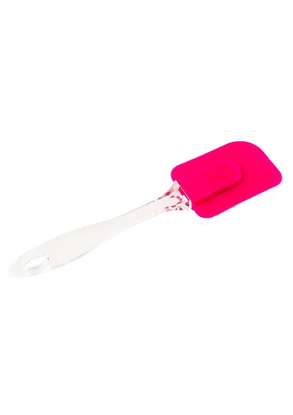 Küçük Şeffaf Saplı Silikon Mini Spatula Pembe