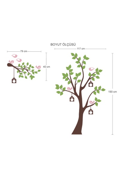 Pembe Kuşlu Ağaç Duvar Sticker fiyatları