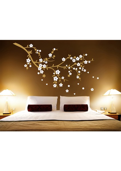 Beyaz Çiçekli Ağaç Duvar Sticker