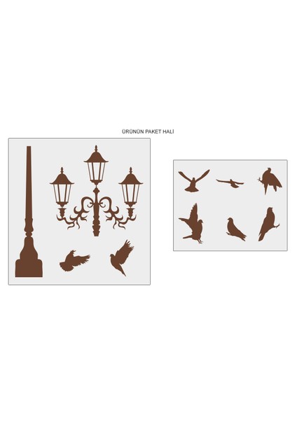 Sokak Lambasında Kuşlar Duvar Sticker modelleri