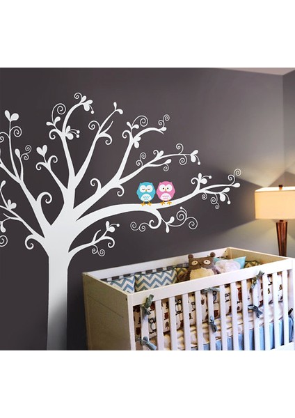 Mavi Pembe Baykuş Duvar Sticker