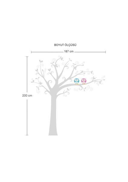 Mavi Pembe Baykuş Duvar Sticker fiyatları