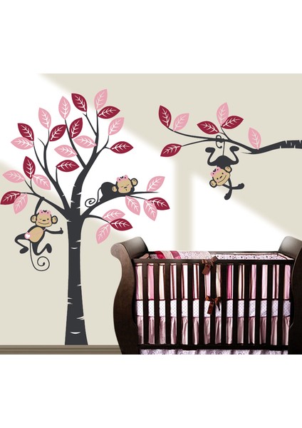 Maymunlu Ağaç Duvar Sticker