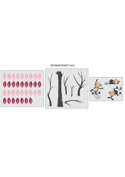 Maymunlu Ağaç Duvar Sticker modelleri