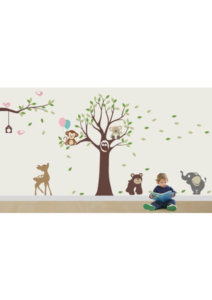 Ağaç ve Hayvanlar Duvar Sticker