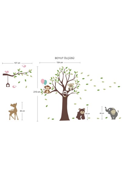 Ağaç ve Hayvanlar Duvar Sticker