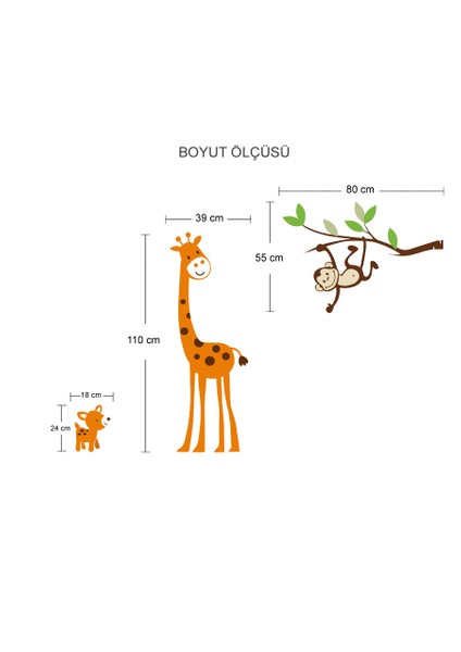 Zürafa ve Maymun Duvar Sticker fiyatları