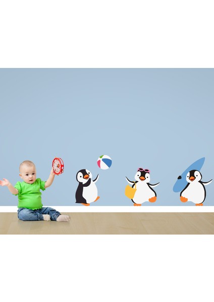 Penguenler Pilajda Duvar Sticker