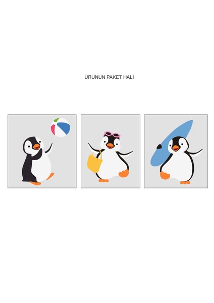Penguenler Pilajda Duvar Sticker