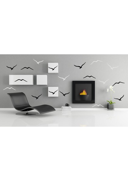 Siyah Beyaz Kuşlar Duvar Sticker