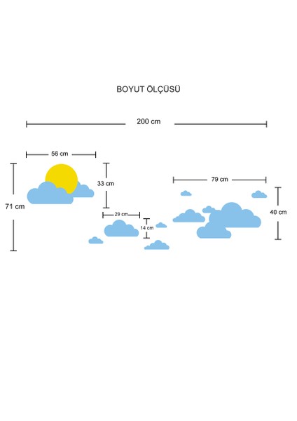 Bulutlarda Güneş Duvar Sticker fiyatları