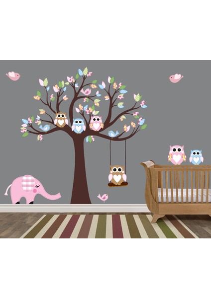 Duvar Sticker Ağaç ve Baykuşlar
