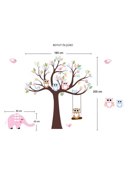 Duvar Sticker Ağaç ve Baykuşlar fiyatları