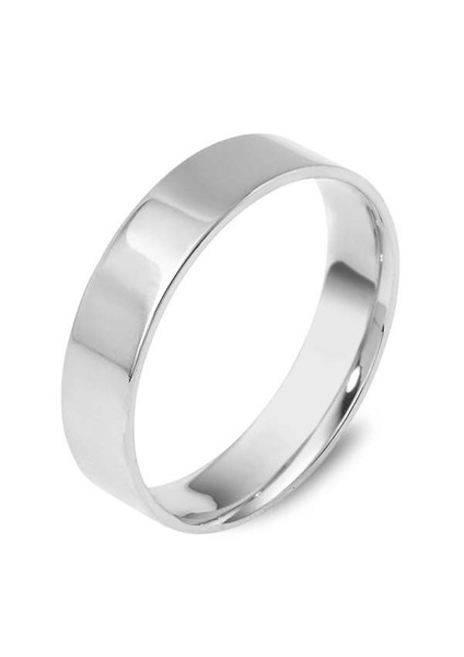 Alyans 14 Ayar Altın Yüzük Köşeli Geniş Beyaz 5,15 Gram