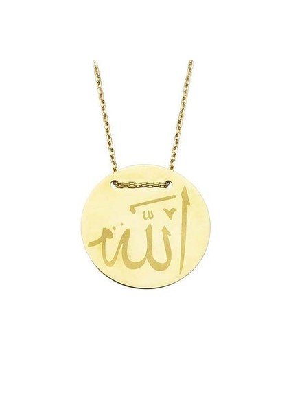 Kolye Allah Yazılı Plaka 3,20 Gram 14 Ayar Altın