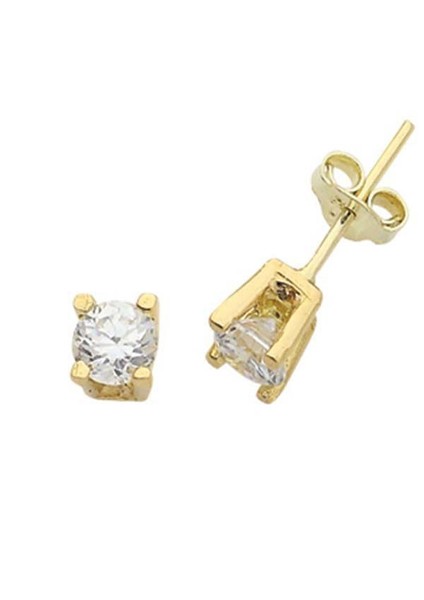 Küpe Tek Taş Köşeli 1,00 Gram 14 Ayar Altın