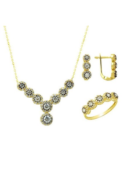 Üçlü Set Beyaz Papatya 7,67 Gram 14 Ayar Altın