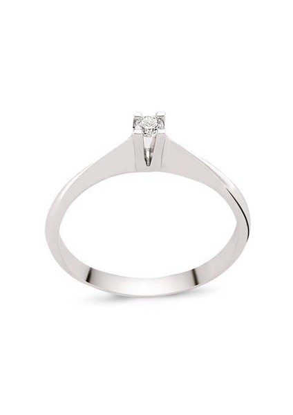 Tektaş Pırlanta Yüzük 0,12 CT G-VS 2,10 Gram 18 Ayar Altın