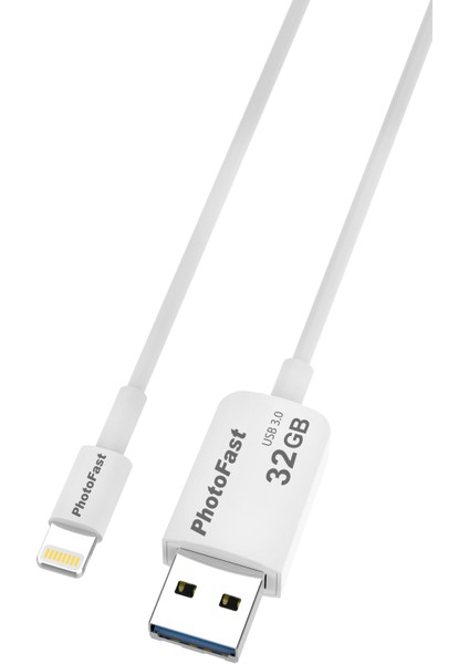 Photo Backup Cable 32GB Lightning / USB 3.0 Şarj Kablolu i-FlashDrive Bellek (iPhone Uyumlu, iPad, iPod) - BPF-PBCU332GB