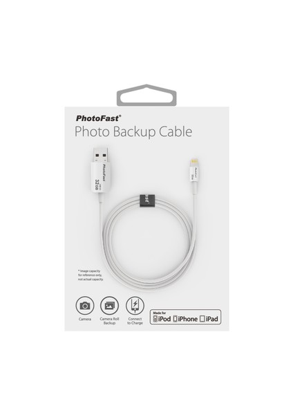 Photo Backup Cable 32GB Lightning / USB 3.0 Şarj Kablolu i-FlashDrive Bellek (iPhone Uyumlu, iPad, iPod) - BPF-PBCU332GB