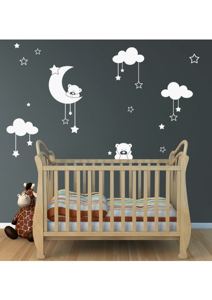 Ay Ve Bulut Duvar Sticker