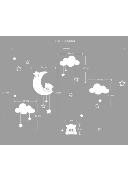 Ay Ve Bulut Duvar Sticker fiyatları